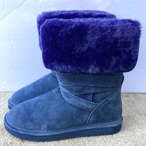 Lamo Water Resistant Suede Faux Fur Tall Boots-Savoy Navy 7M - Picture 5 of 7